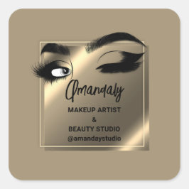 ラッシュクリーナーメイクアップ美しいショップ感謝していフェイク金ゴールド スクエアシール