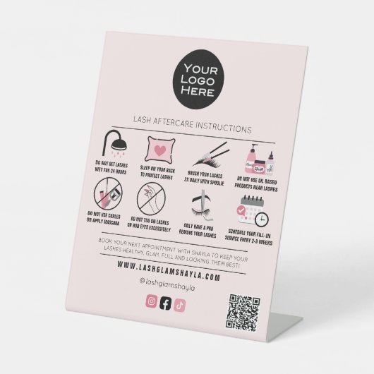 ラッシュサロンまつ毛エクステンションアフターケア装置 台座サイン (正面)