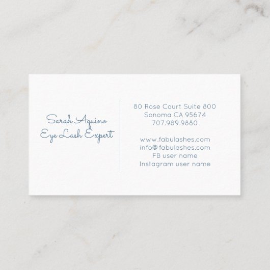 ラッシュサービスメイクアップアーティスト美しいブルーウォーター色 名刺 (裏面)