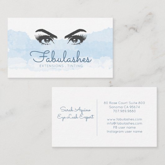 ラッシュサービスメイクアップアーティスト美しいブルーウォーター色 名刺 (正面/裏面)