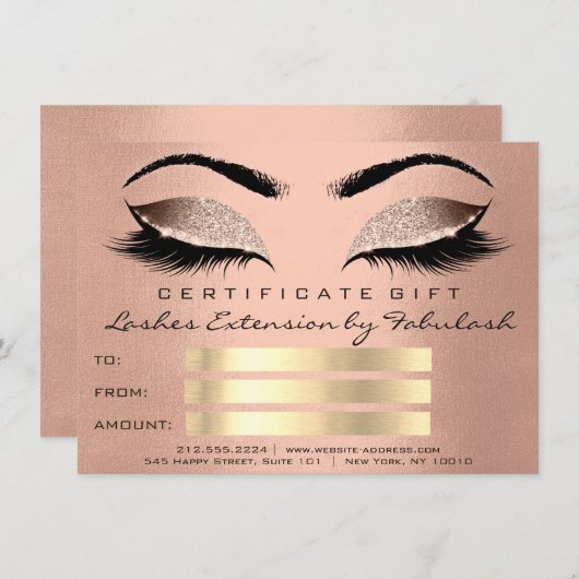 ラッシュスキンローズゴールドメイクアップアーティスト認定証ギフト (正面/裏面)