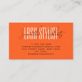 ラッシュスタイリストモダンタイポグラフィスクリプトneon orange 名刺 (裏面)