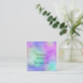 ラッシュスペシャリスト紫と青のエレガント抽象芸術 スクエア名刺 (スタンド正面)