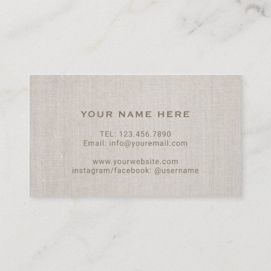 ラッシュズまつげ化粧アーティスト金ゴールドタイポグラフィリネン 名刺 (裏面)