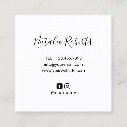 ラッシュズ化粧アーティストキュートな手描きストライプサロン スクエア名刺 (裏面)