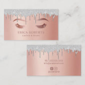 ラッシュズ化粧アーティストシルバー滴下バラ金ゴールド 名刺 (正面/裏面)