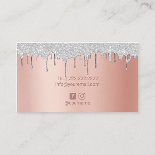 ラッシュズ化粧アーティストシルバー滴下バラ金ゴールド 名刺 (裏面)