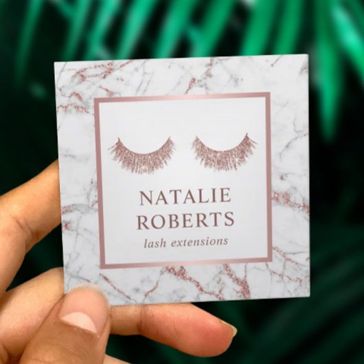 ラッシュズ&ブローズ美しいサロンバラ金ゴールド大理石 スクエア名刺