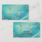 ラッシュターコイズグリーンリフローラバラ金ゴールド 名刺 (正面/裏面)