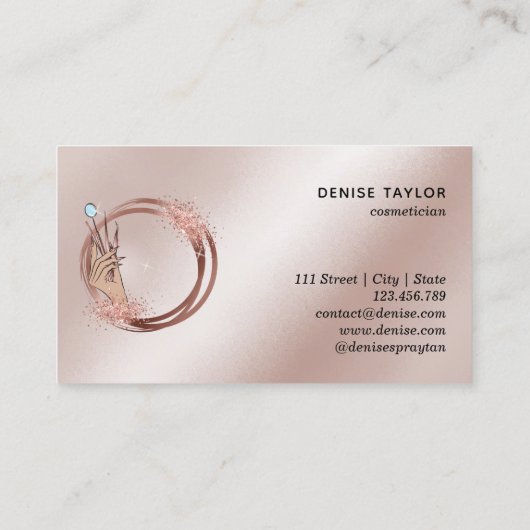 ラッシュテクシモダンニシャンの女性の手のキラキラしたブシ 名刺 (裏面)