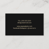 ラッシュテクニカモダンーブラック&金ゴールドグリッターサロン 名刺 (裏面)