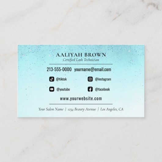 ラッシュテックターコイズブルーグラムグリッターアイズ 名刺 (裏面)