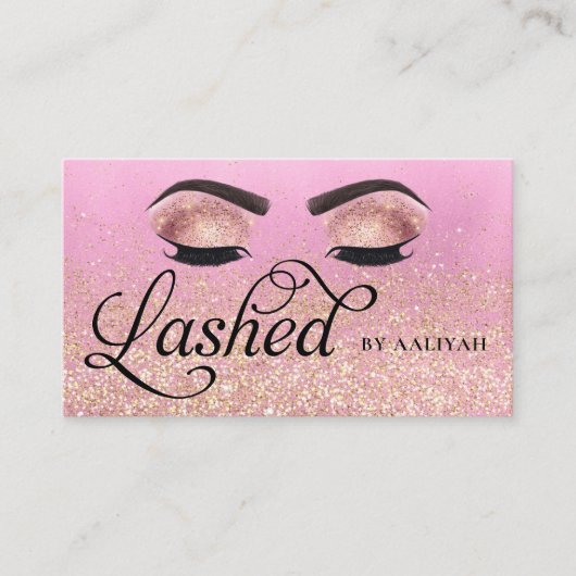 ラッシュテックピンクグラム金ゴールドグリッターアイズ 名刺 (正面)