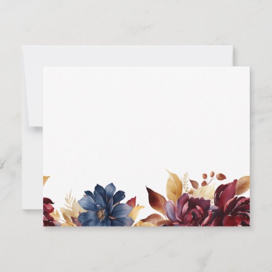 ラッシュネイビーワインフローラブライダルシャワーレシピ ノートカード (裏面)