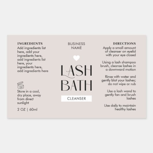 ラッシュバモダンスフォーム洗浄ボトル成分 長方形シール (正面)