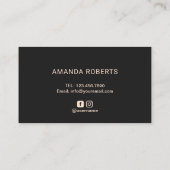 ラッシュバラ金ゴールドエレガントタイポグラフィ黒フローラ 名刺 (裏面)