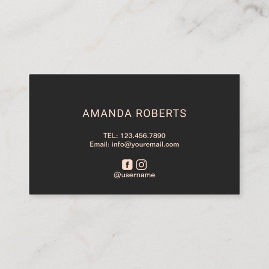 ラッシュバラ金ゴールドエレガントタイポグラフィ黒フローラ 名刺 (裏面)