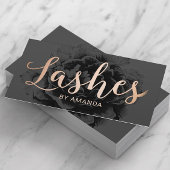 ラッシュバラ金ゴールドエレガントタイポグラフィ黒フローラ 名刺