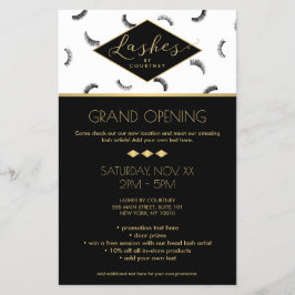 ラッシュパターンのラッシュサロン白/黒/金ゴールド チラシ