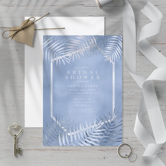 ラッシュパームリーフブライダルシャワーブルーID956