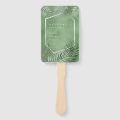 ラッシュパームリーフ結婚式 プログラムモスグリーンID956 ハンドファン (正面)