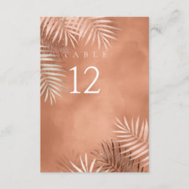ラッシュパーム結婚リーフのテーブルNo. Terra Cotta ID956 招待状