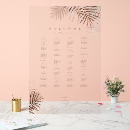 ラッシュパーム結婚リーフシーティングテラコッタ/W ID956 アクリルサイン (ウェディング)