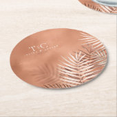 ラッシュパーム結婚リーフズテラコッタID956 ラウンドペーパーコースター (アングル)