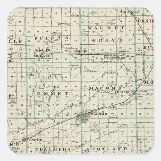 ラッシュビルのマクドナー郡の地図 スクエアシール (正面)