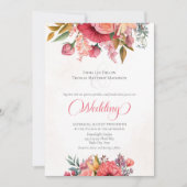 ラッシュピンクフローラエレガンス結婚ズ 招待状 (正面)