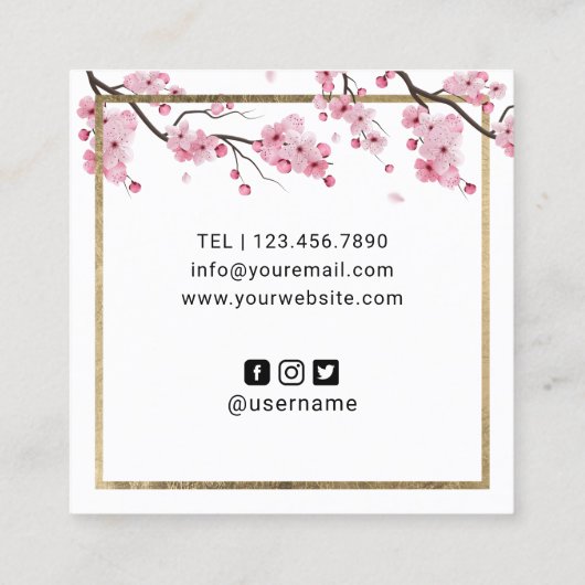 ラッシュブロウズメイクアップアーティストさくらんぼブロッサムサロン スクエア名刺 (裏面)