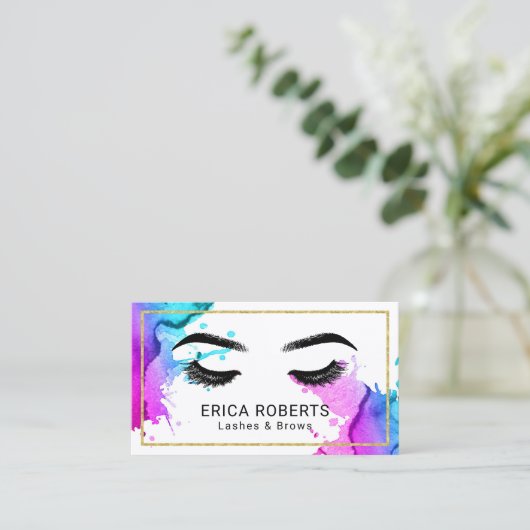 ラッシュブロウズメイクアップアーティストウォーターカラー美しいサロン 名刺 (スタンド正面)