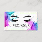 ラッシュブロウズメイクアップアーティストウォーターカラー美しいサロン 名刺 (正面)