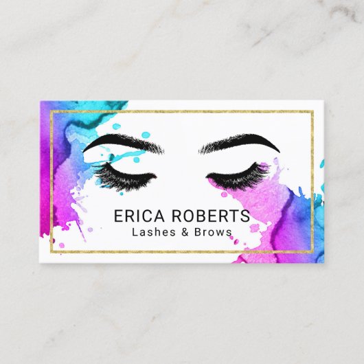 ラッシュブロウズメイクアップアーティストウォーターカラー美しいサロン 名刺 (正面)
