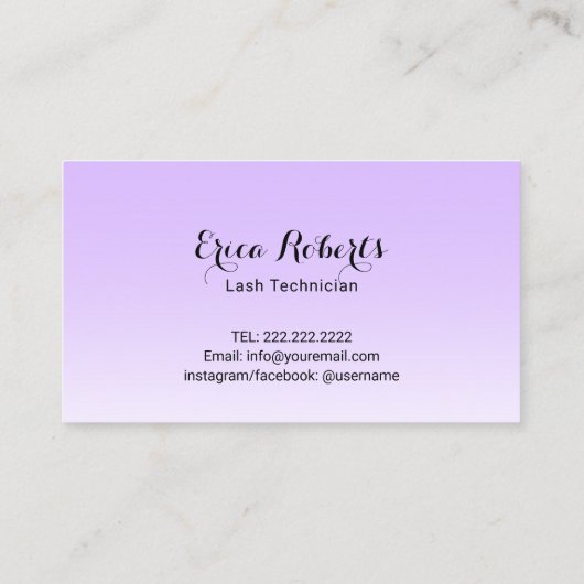 ラッシュブロウズメイクアップアーティストクラッシーLavender 名刺 (裏面)