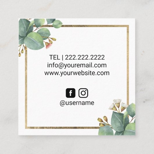 ラッシュブロウズメイクアップアーティストサロンヴィンテージ植物学 スクエア名刺 (裏面)