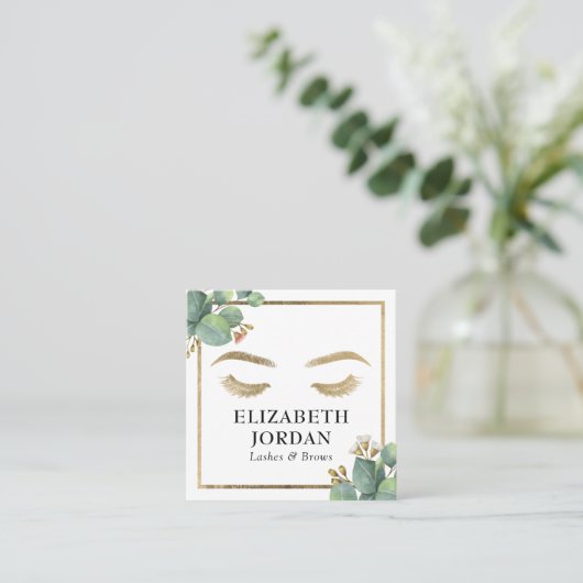 ラッシュブロウズメイクアップアーティストサロンヴィンテージ植物学 スクエア名刺 (スタンド正面)