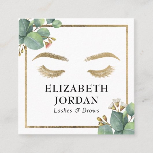 ラッシュブロウズメイクアップアーティストサロンヴィンテージ植物学 スクエア名刺 (正面)