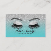 ラッシュブロウズメイクアップアーティストティール(緑がかった色)&シルバーグリッター 名刺 (正面)