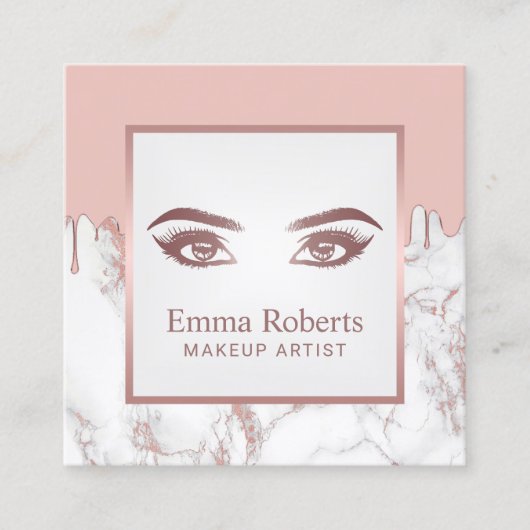 ラッシュブロウズメイクアップアーティストバラ金ゴールド大理石 予約カード (正面)