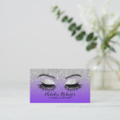 ラッシュブロウズメイクアップアーティストパープル&シルバーグリッター 名刺 (スタンド正面)