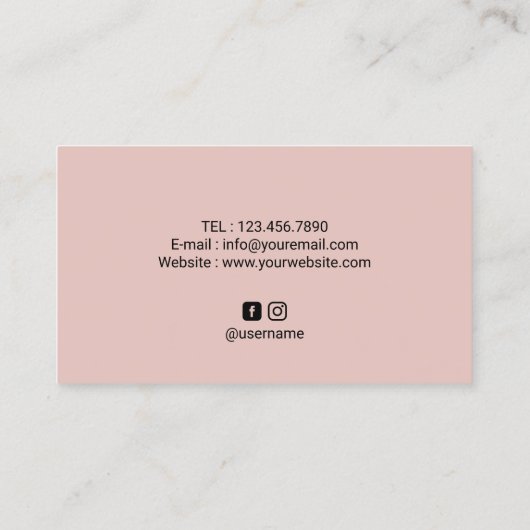 ラッシュブロウズメイクアップアーティスト赤面ピンク美しいサロン 名刺 (裏面)