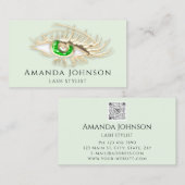 ラッシュブロウメイクアップロゴグリーンアイQrコード金ゴールド 名刺 (正面/裏面)