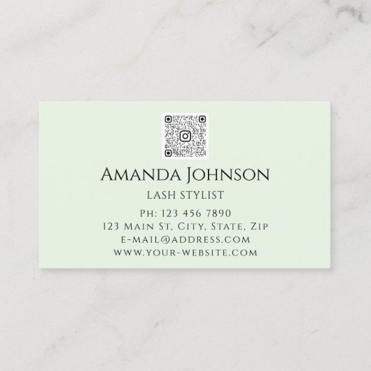 ラッシュブロウメイクアップロゴグリーンアイQrコード金ゴールド 名刺 (裏面)