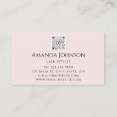 ラッシュブロウメイクアップロゴブルーアイズQrCodeピンク金ゴールド 名刺 (裏面)