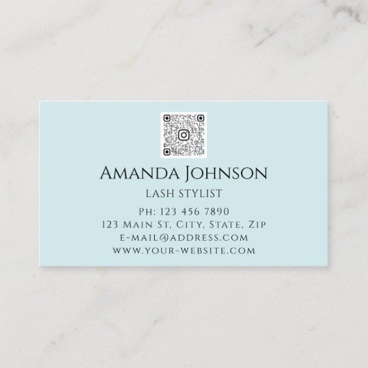 ラッシュブロウメイクアップロゴブルーアイQrコードピンクブルー 名刺 (裏面)