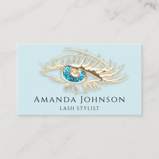 ラッシュブロウメイクアップロゴブルーアイQrコードピンクブルー 名刺 (正面)