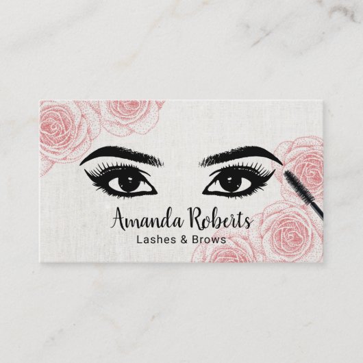 ラッシュブローズサロンタイポグラフィヴィンテージフローラ 名刺 (正面)