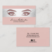 ラッシュブローズメイクアップアーティストバラ金ゴールド美しいサロン 名刺 (正面/裏面)