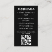 ラッシュブローズメイクアップアーティスト赤面金ゴールド美しいサロン 名刺 (裏面)